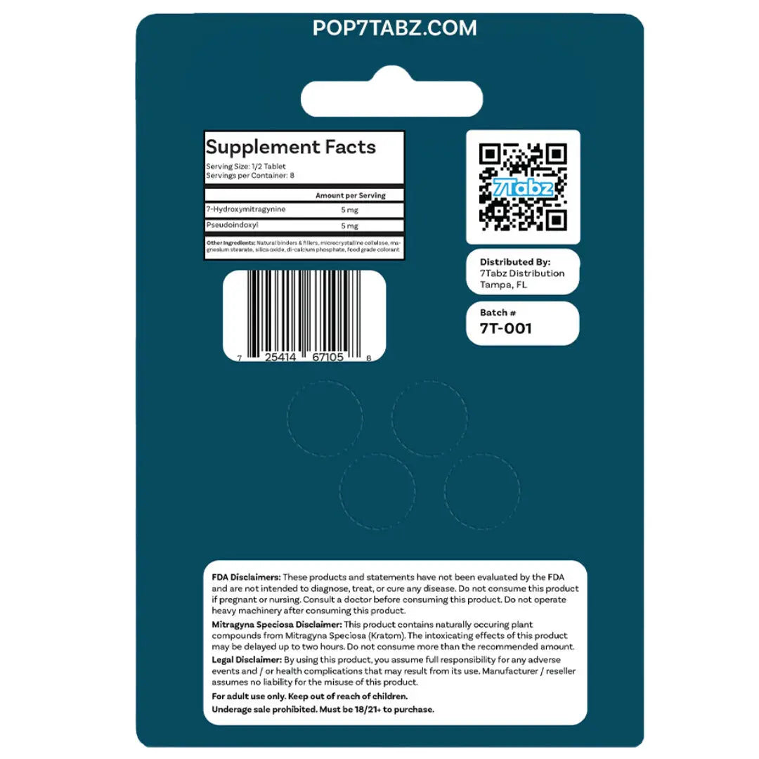 7Tabz 7oh Pseudo Kratom Tablets Supplement Facts