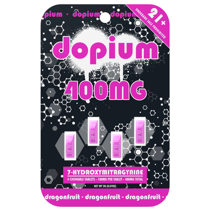 Dopium Bars 7-Hydroxymitragynine Tablets 400mg - 4ct (100mg Each)