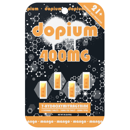 Dopium Bars 7-Hydroxymitragynine Tablets 400mg - 4ct (100mg Each)