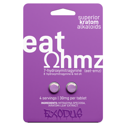 Exodus Eat Ohmz 7-OH Kratom Tablets (White, Green, Purple, Red)