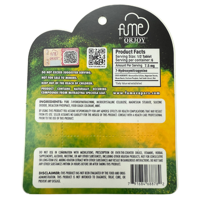Fume Alkaloids 7-Hydroxy Extract Tablets - 3ct (15mg Each)