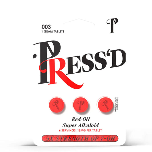 Press'd Red-OH Pseudo 5X Kratom Tablets - 3ct (18mg Each)